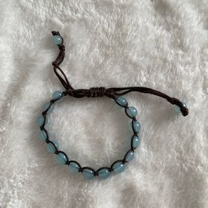 Light Blue/Brown Knotted, Beaded Bracelet